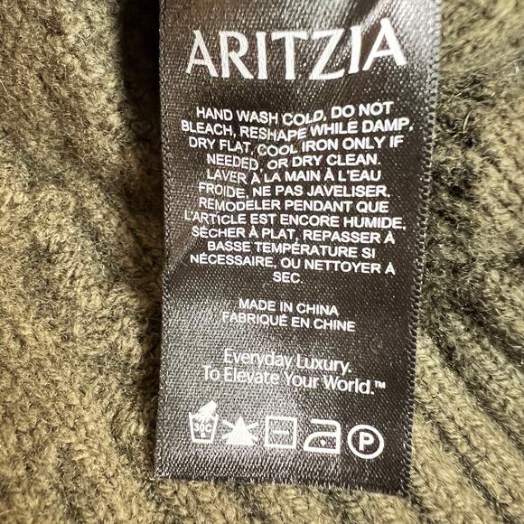 Aritzia Sunday Best Peggy Cropped Sweater Womens Small Olive Green Cable Knit - Picture 5 of 8